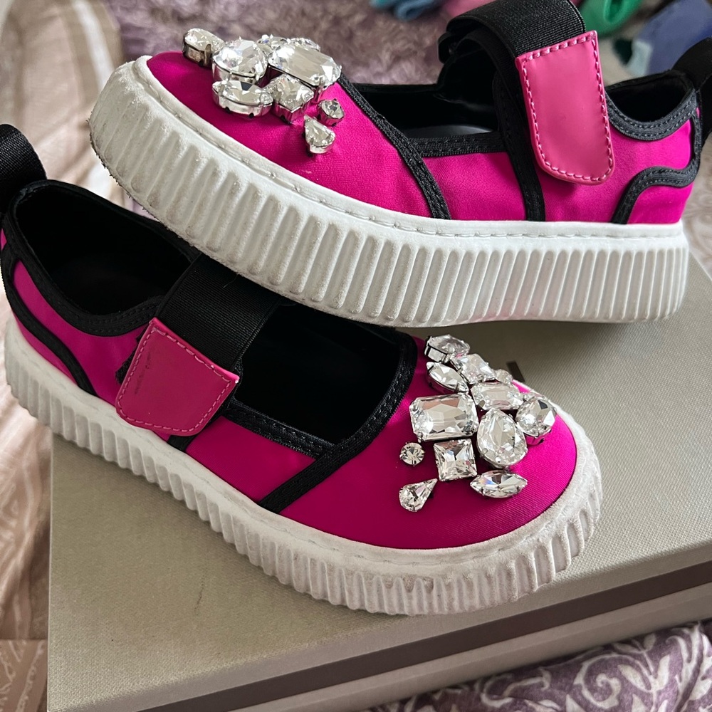 Marni Pink Kids Sneakers with Crystal Embellishments